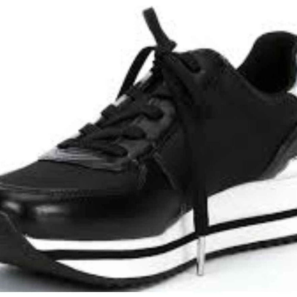 New Michael Kors Black Monique Canvas Trainer Shoes - Size 7.5 Women's.
